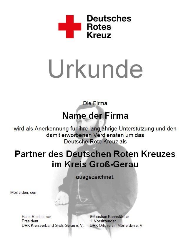 Bild: "Urkunde Partner des DRK"